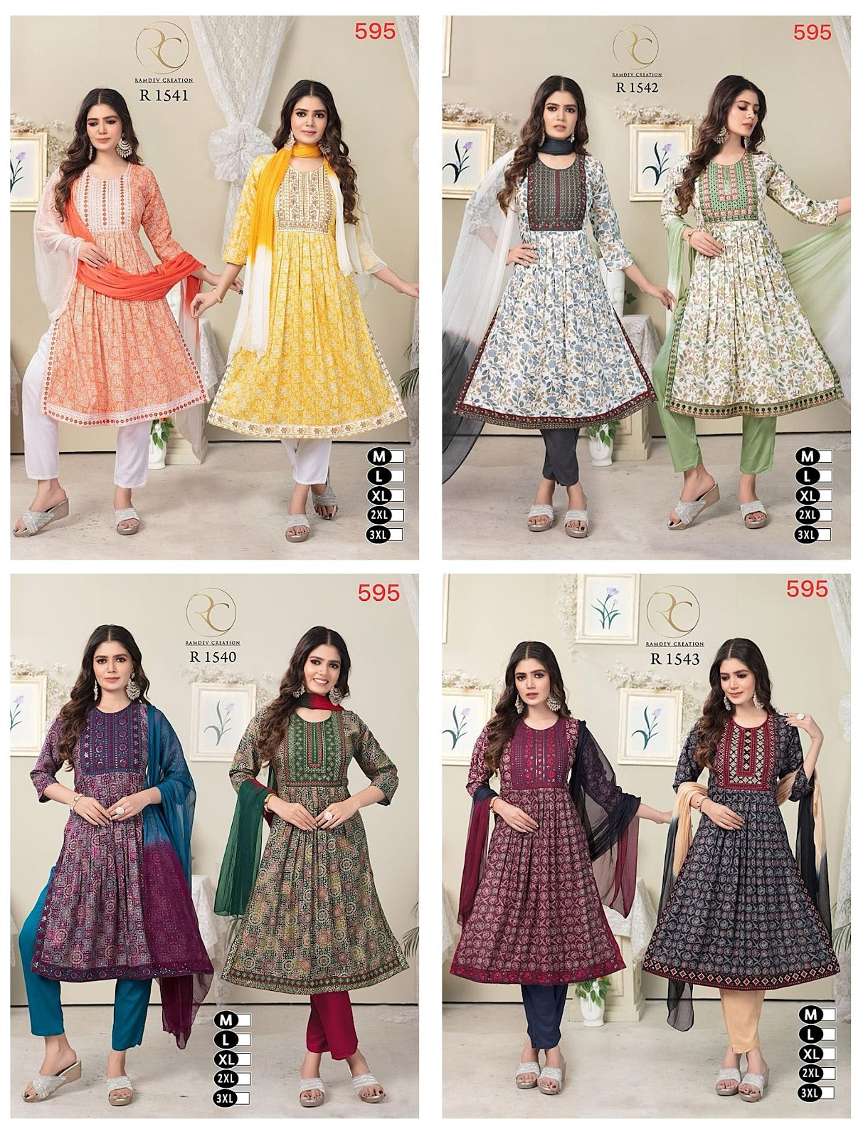 1540-1543 Ramdev Creation Rayon Readymade Pant Style Suits Exporter