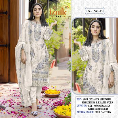 A 156 Iznik Organza Pakistani Salwar Suits Wholesaler India
