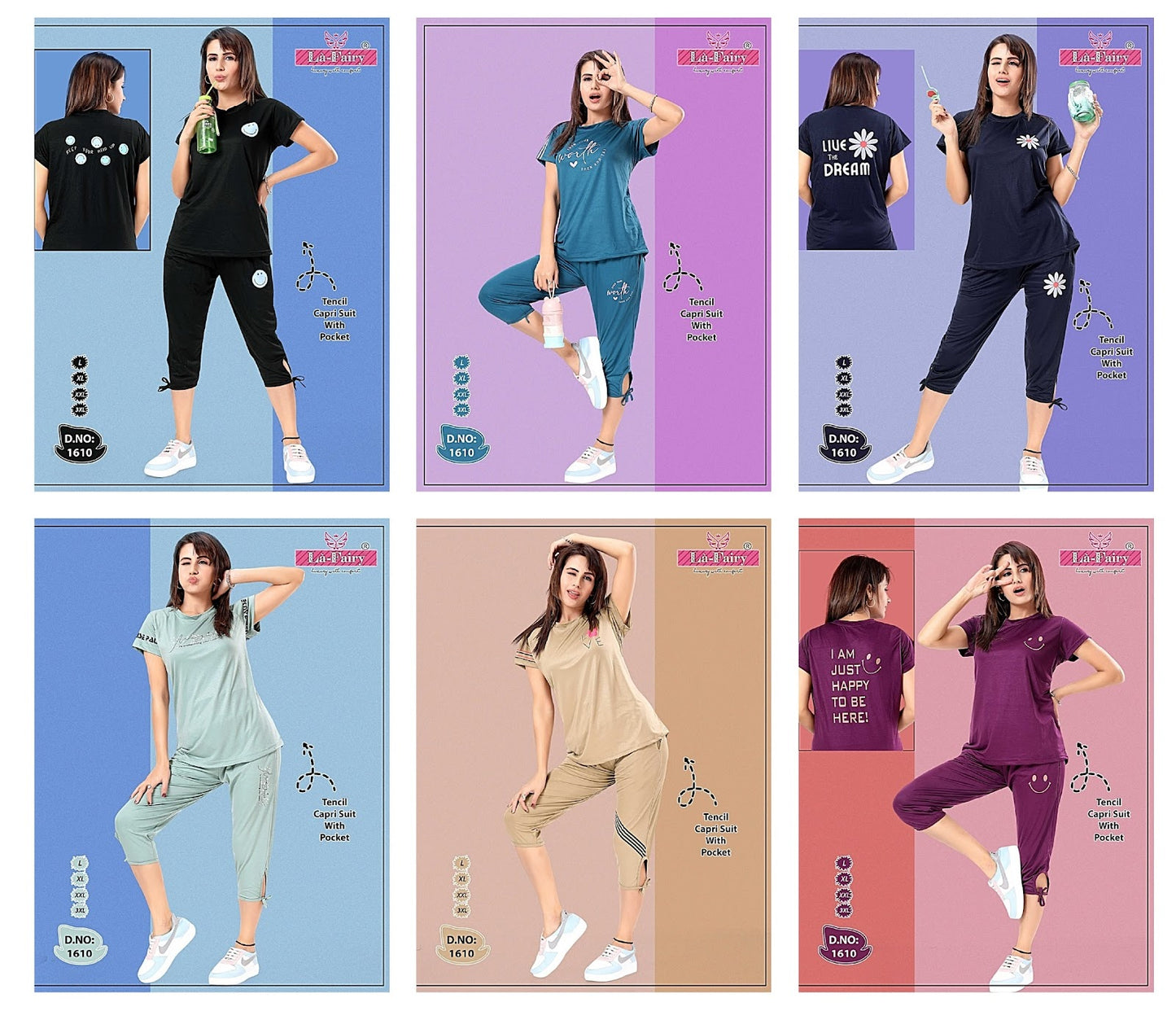 1610 La Fairy Tencil Lycra Capri Night Suits Manufacturer India