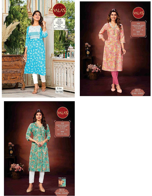 Dn 1631-14180 Valas Straight Cut Kurtis Wholesaler