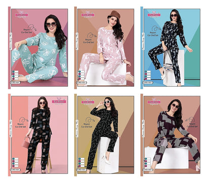 1631 La Fairy Rayon Co Ord Set Manufacturer Ahmedabad