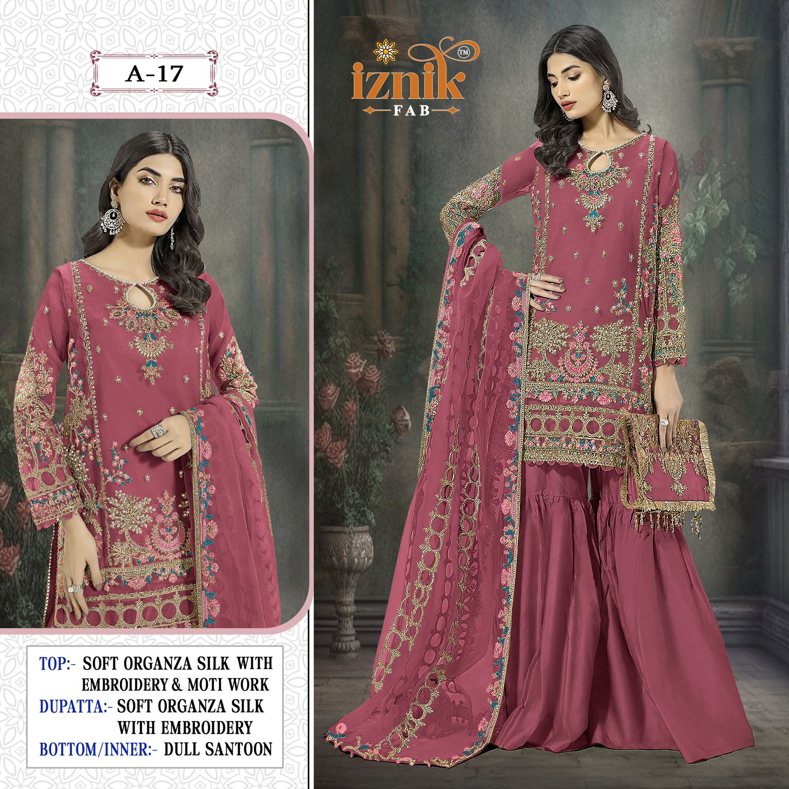 A 17 Iznik Organza Pakistani Salwar Suits Manufacturer India