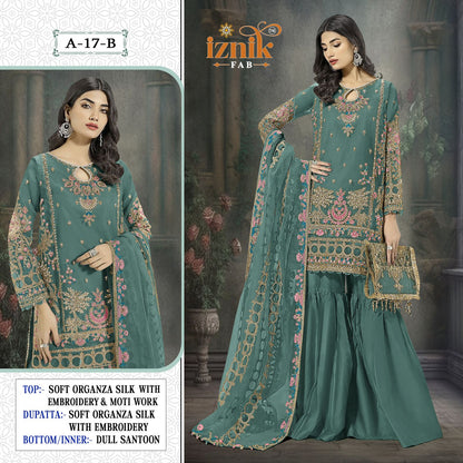 A 17 Iznik Organza Pakistani Salwar Suits Manufacturer India