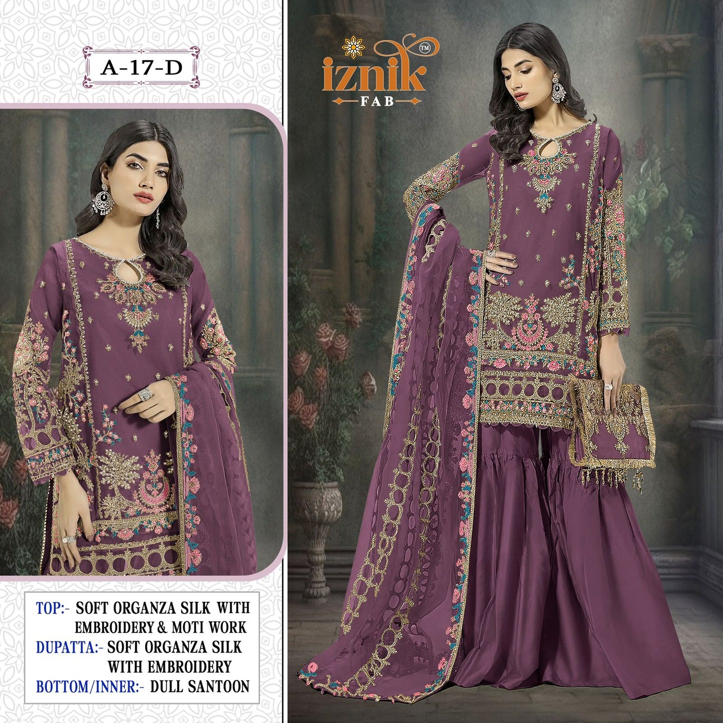 A 17 Iznik Organza Pakistani Salwar Suits Manufacturer India