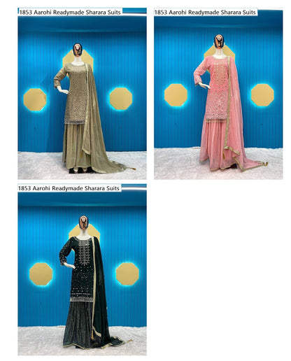 1853 Aarohi Georgette Readymade Sharara Suits Supplier