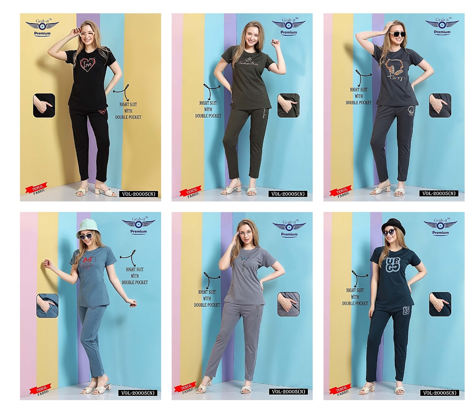 20005 N Grab It Tencil Pyjama Night Suits Wholesale Price