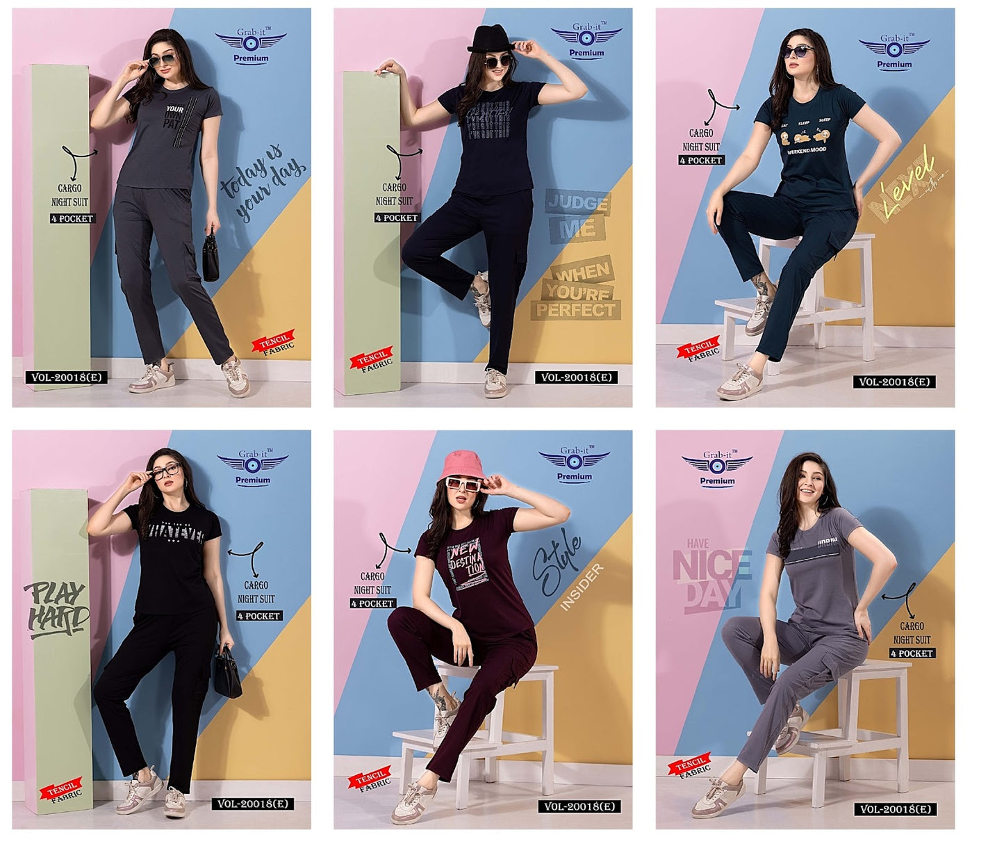 20018 E Grab It Tencil Pyjama Night Suits Wholesale Price