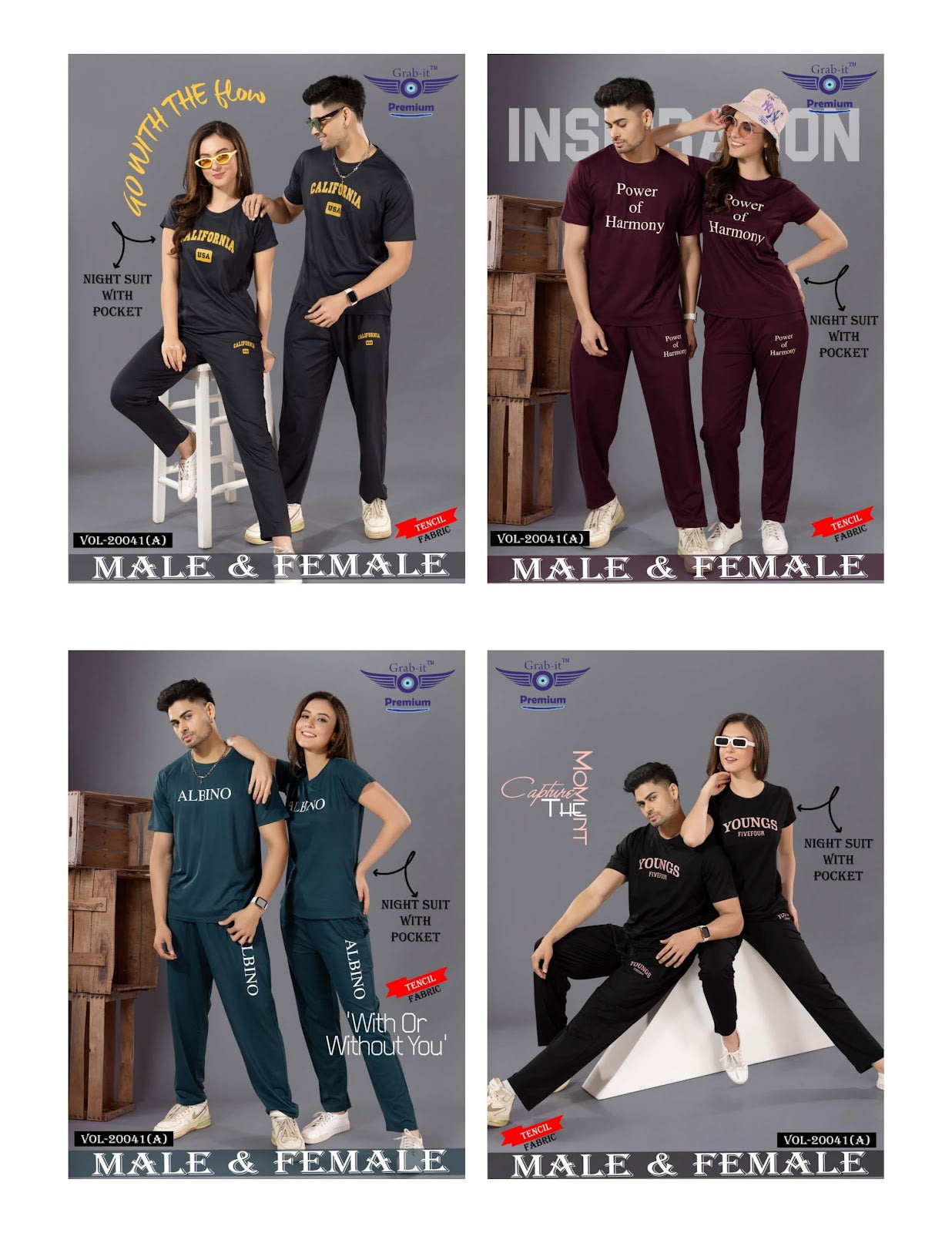 20041 A Grab It Tencil Pyjama Night Suits Wholesale Price