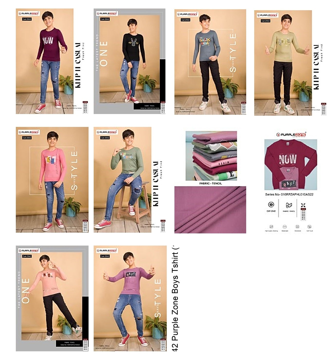 2042 Purple Zone Tencil Lycra Boys Tshirt Manufacturer