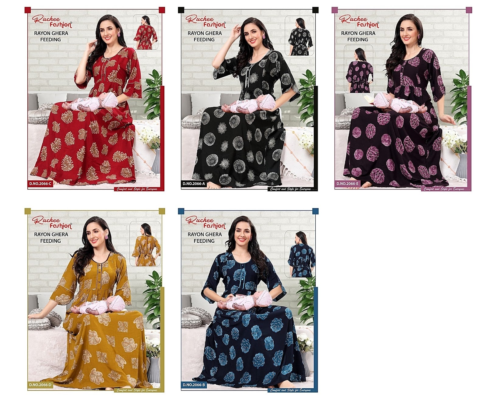 2066 Ruchee Fashion Rayon Feeding Night Gown Exporter