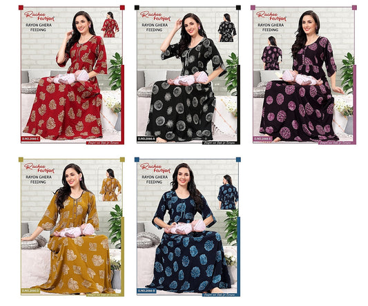 2066 Ruchee Fashion Rayon Feeding Night Gown Exporter