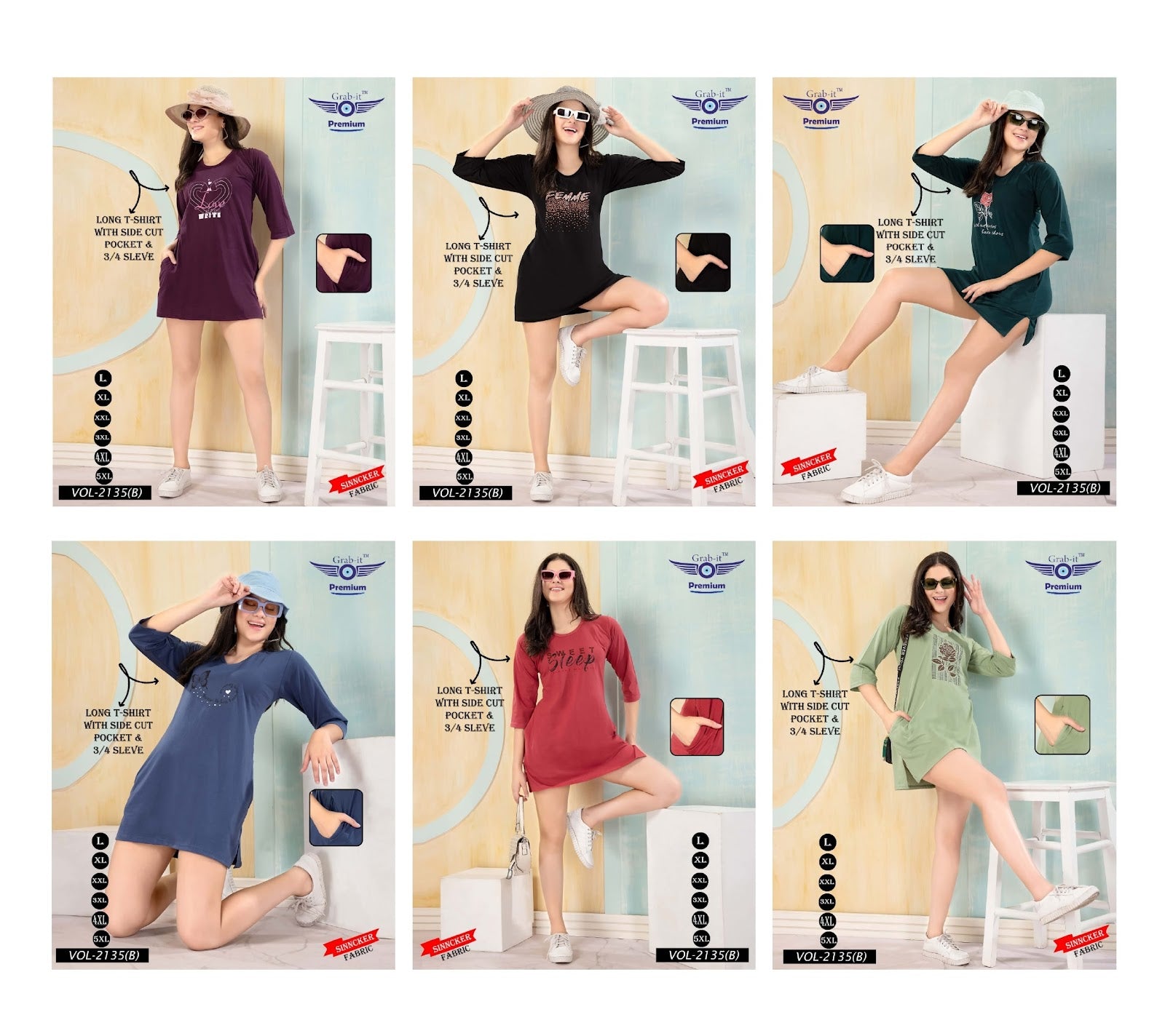 2135 B Grab It Sinker Women Long Tshirt Manufacturer Ahmedabad
