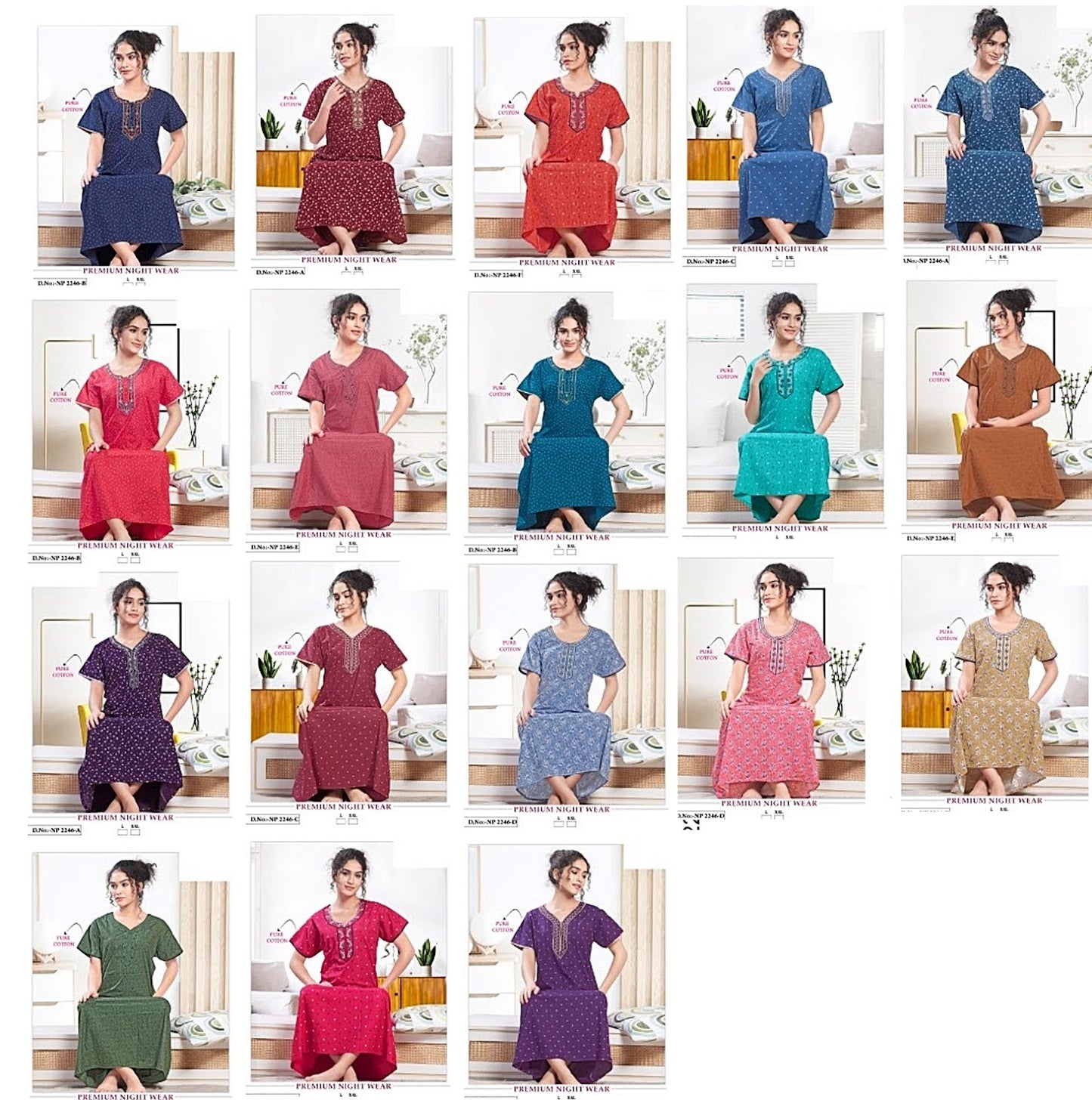 2246 Mnt Cotton Night Gowns Manufacturer