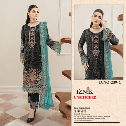 A 239 Iznik Organza Pakistani Salwar Suits Manufacturer Ahmedabad