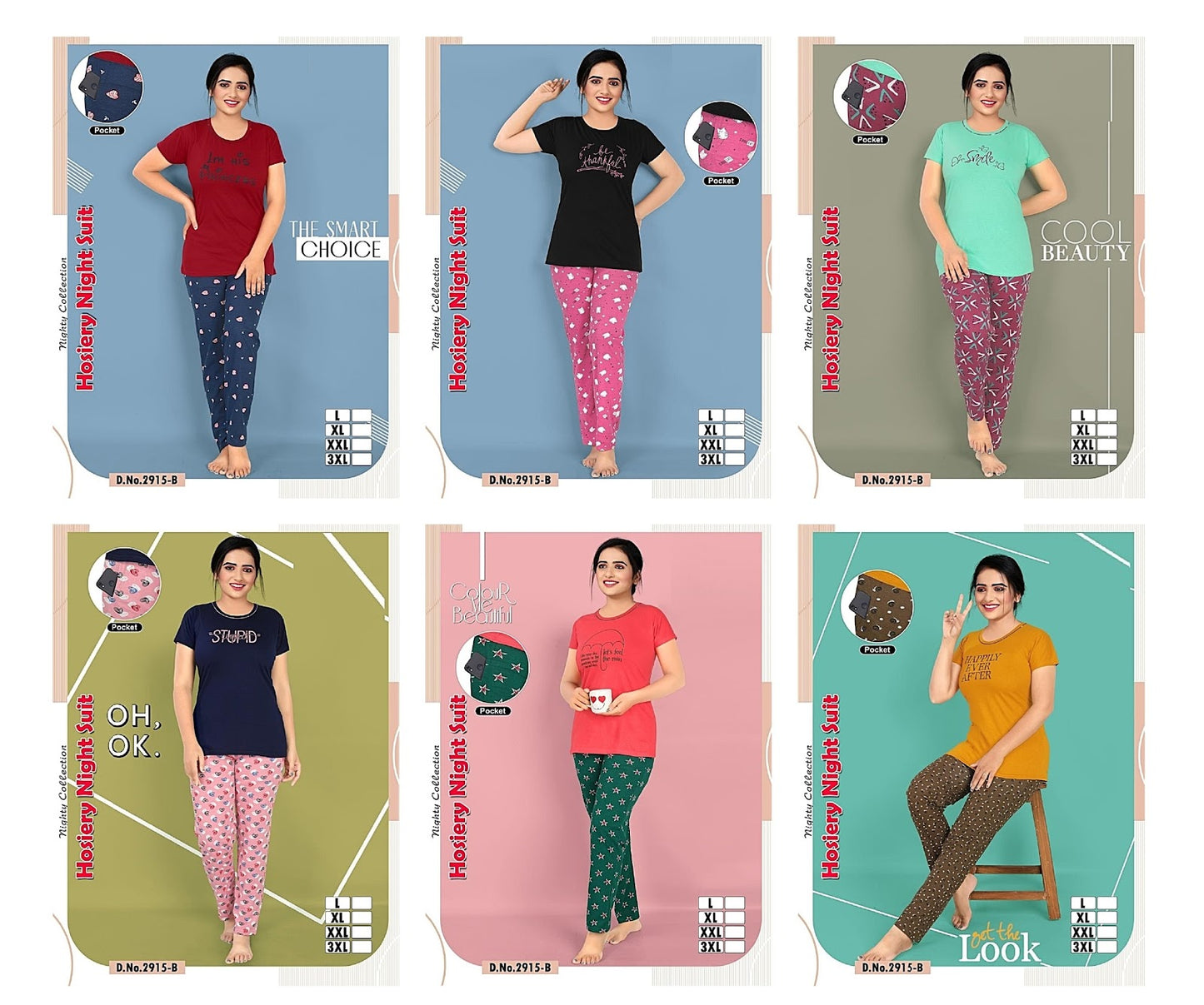 2915-B Wld Hosiery Pyjama Night Suits Supplier Gujarat