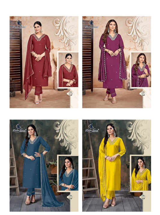 3039-3042 Ladies Flavour Roman Readymade Pant Style Suits