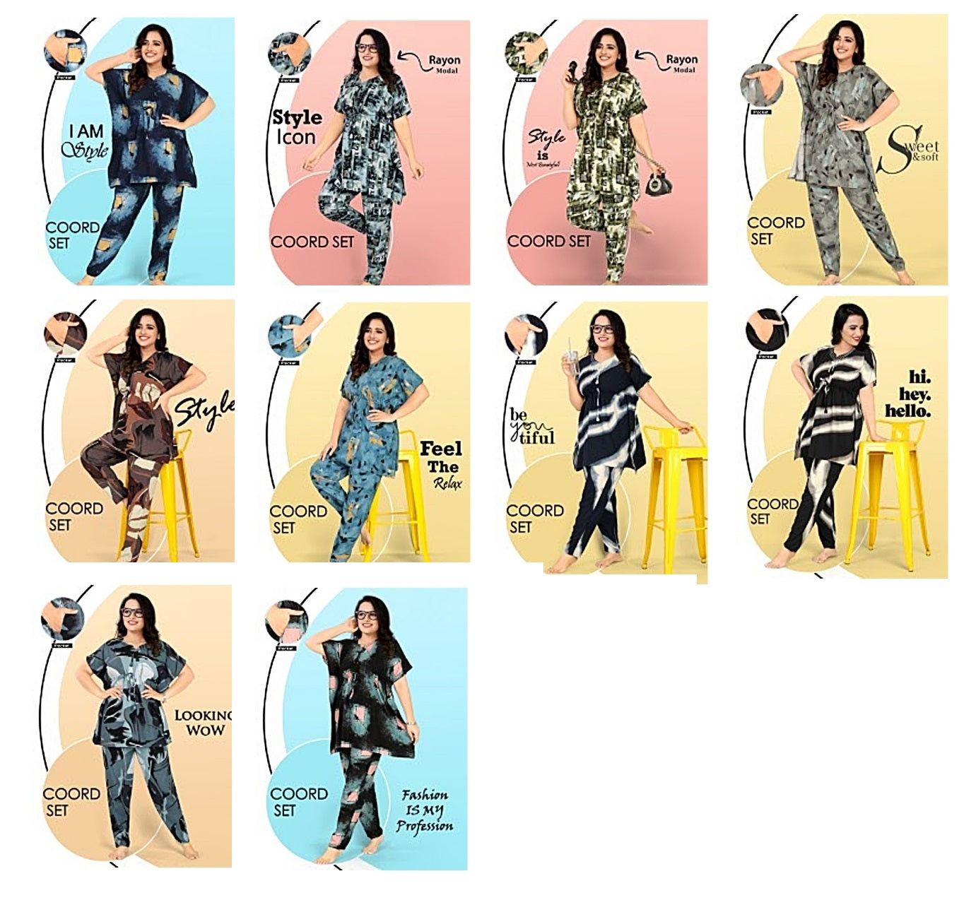 3153 Wld Rayon Kaftan Pant Set Wholesaler