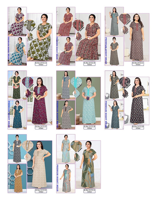 3155 Wld Cotton Night Gowns Supplier India