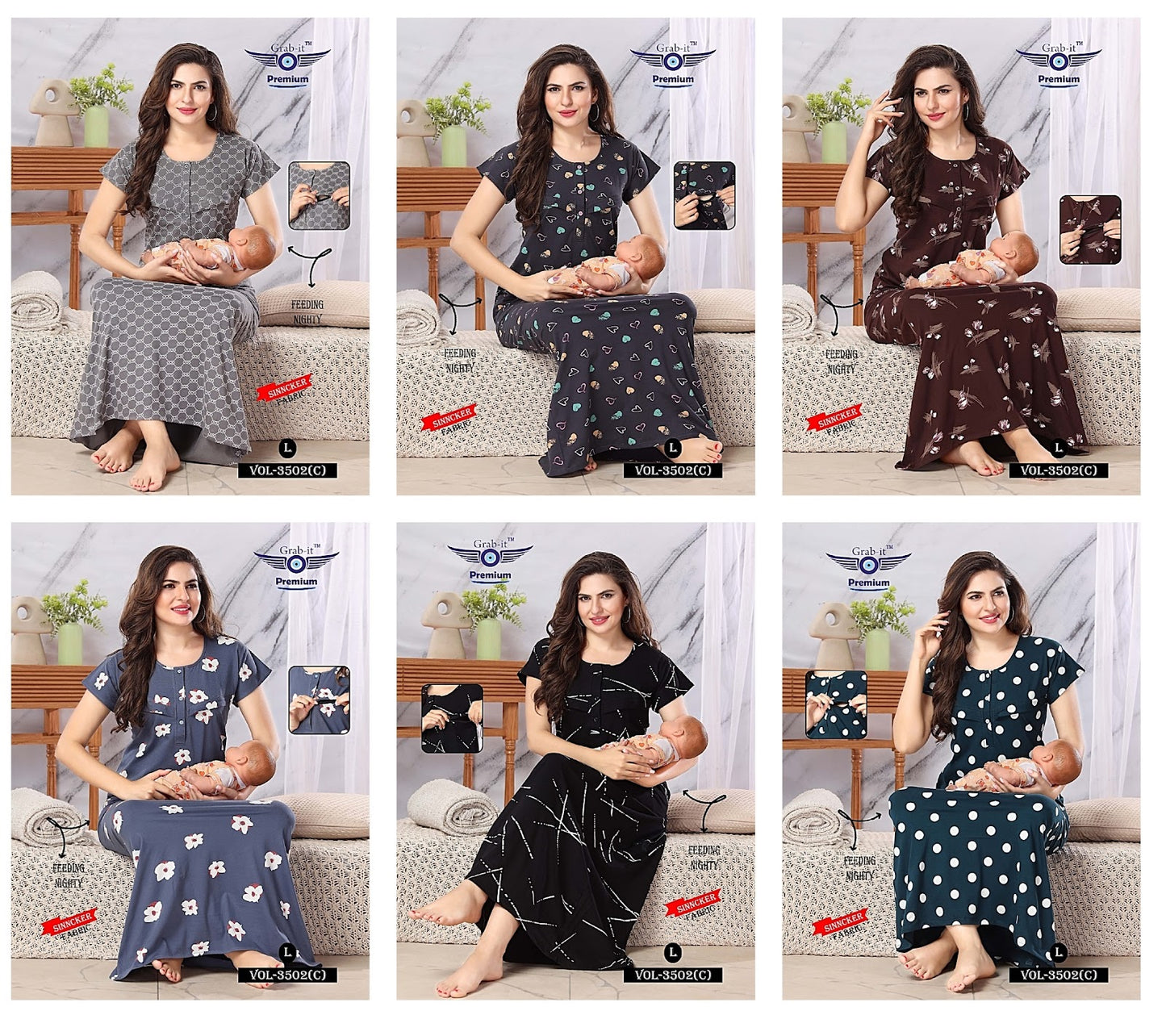 3502 C Grab It Sinker Feeding Night Gown