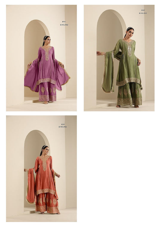 3542 Renik Fashion Viscose Chinon Readymade Suits Wholesaler Gujarat