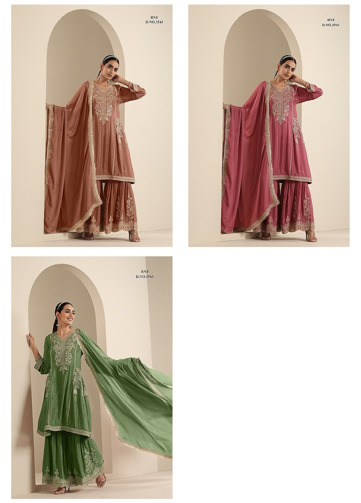 3543 Renik Fashion Viscose Chinon Readymade Suits Wholesale