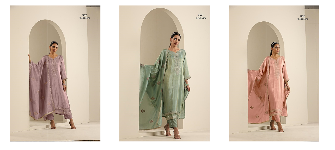 3570 Renik Fashion Viscose Chinon Readymade Pant Style Suits Wholesaler India