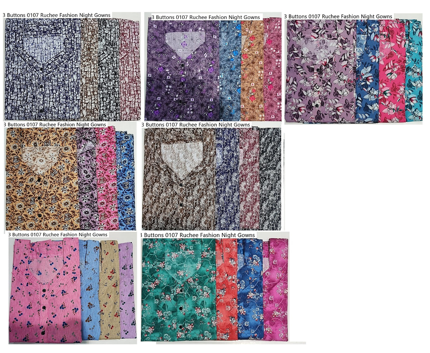 3 Buttons 0107 Ruchee Fashion Cotton Night Gowns Supplier Ahmedabad