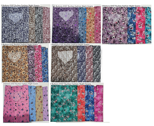 3 Buttons 0107 Ruchee Fashion Cotton Night Gowns Supplier Ahmedabad