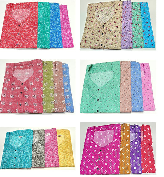 3 Buttons Ruchee Fashion Cotton Night Gowns Manufacturer Gujarat