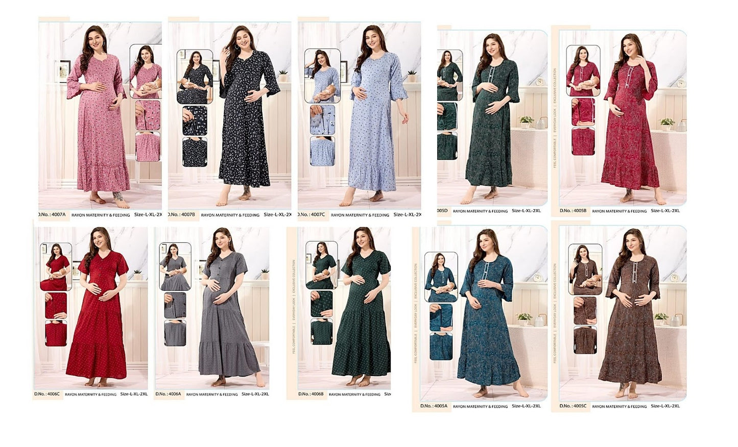 4005-4007 Faith Lady Rayon Feeding Night Gown Wholesale