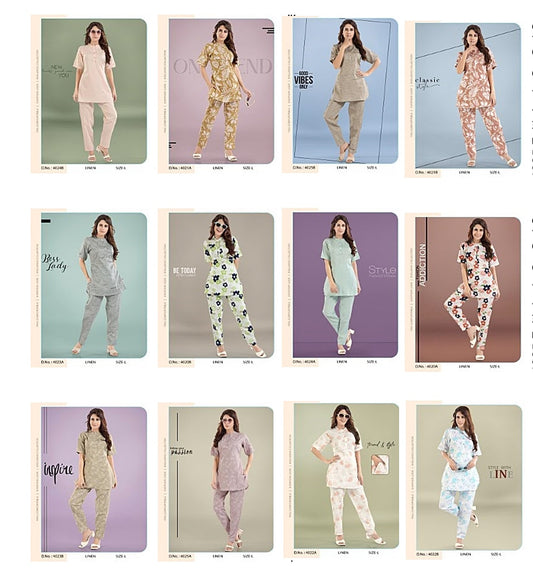 4020-4025 Faith Lady Linen Co Ord Set Wholesaler