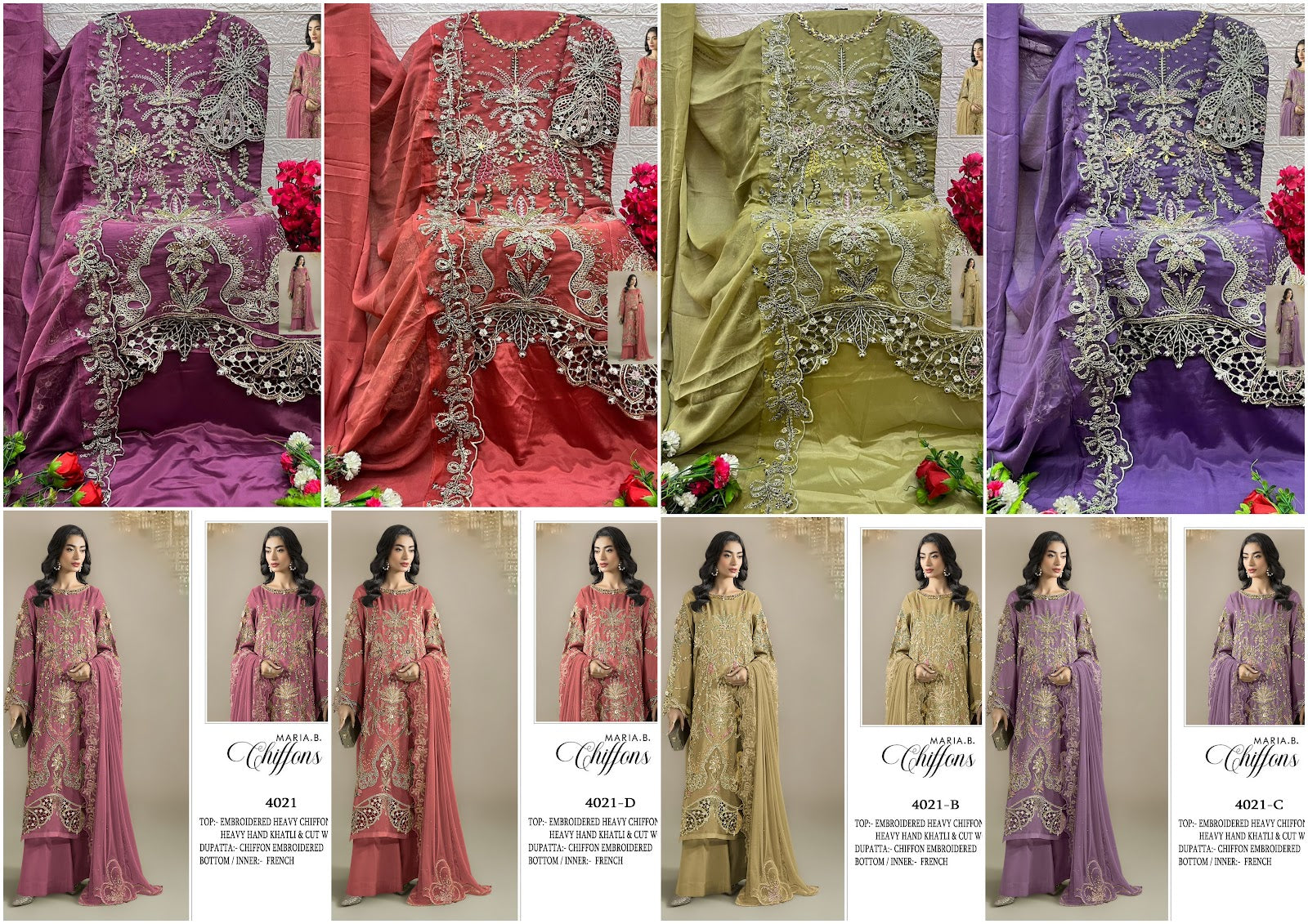 4021 Maria B Chiffons Shree Fabs Pakistani Salwar Suits Manufacturer Ahmedabad