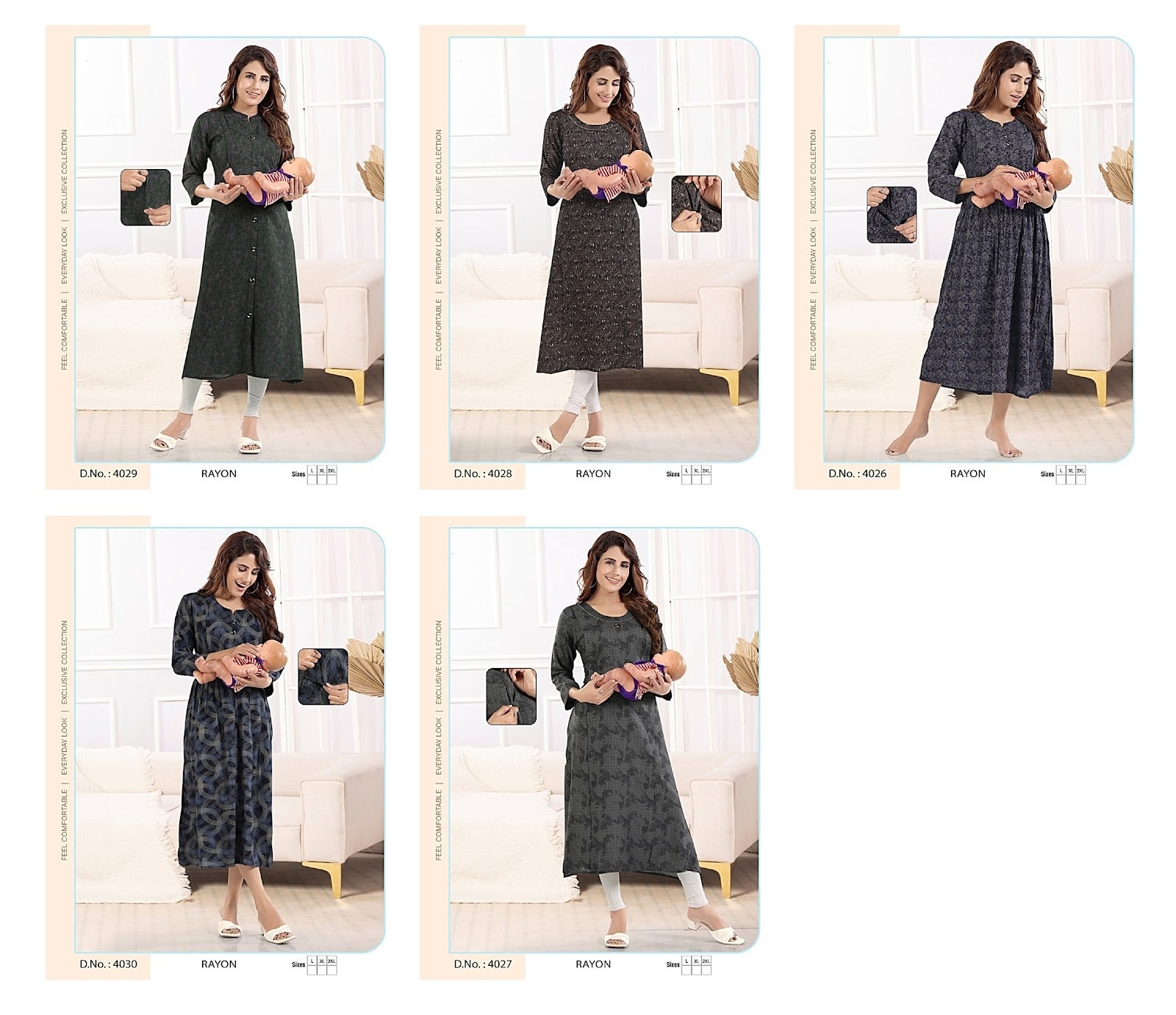 4026-4030 Faith Lady Rayon Feeding Kurtis Wholesale Price