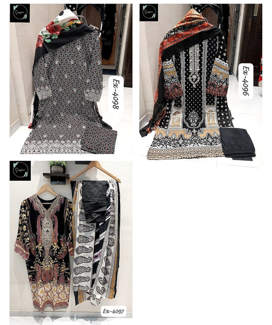 4096-4098 Sapphire Lawn Cotton Readymade Pant Style Suits Supplier Gujarat