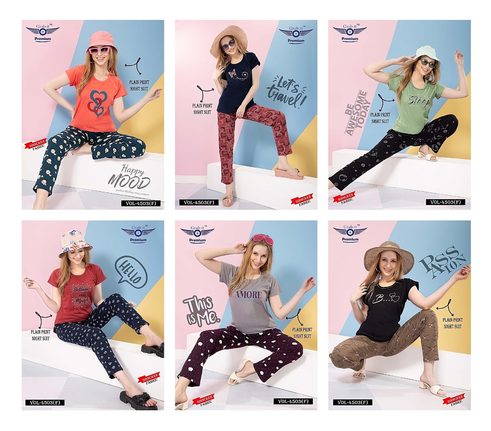 4503 F Grab It Sincker Pyjama Night Suits Supplier India