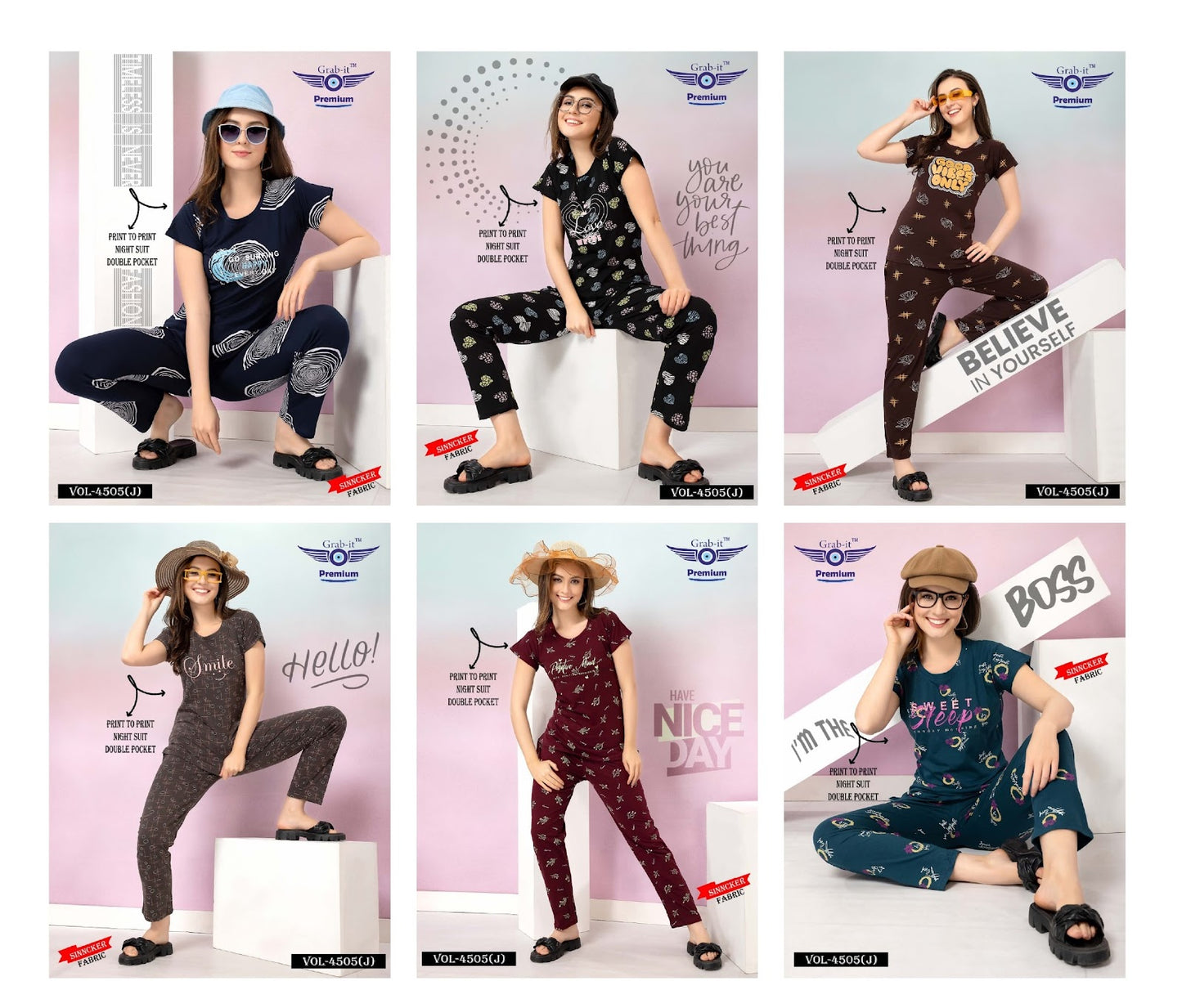 4505 J Grab It Sinker Pyjama Night Suits Manufacturer India