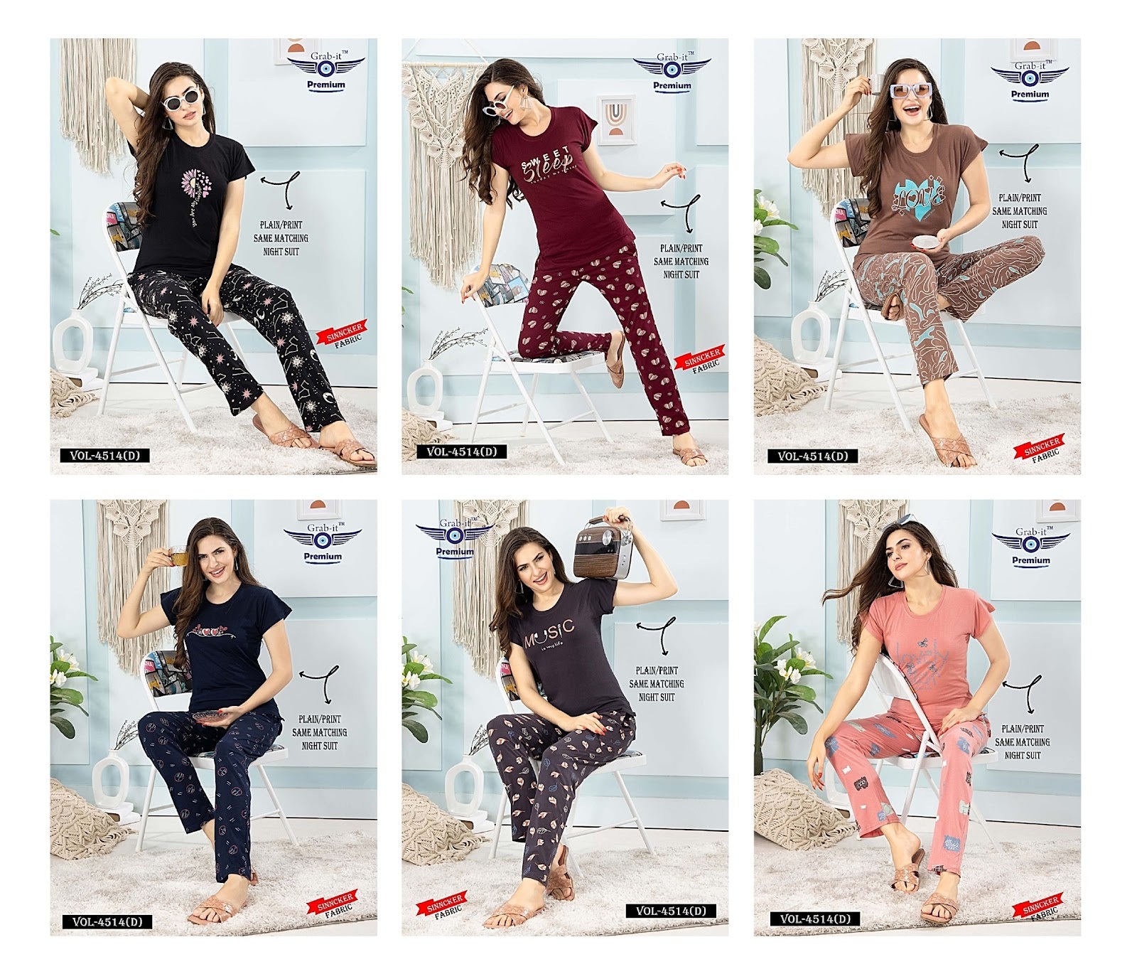 4514 D Grab It Sinker Pyjama Night Suits Supplier Ahmedabad