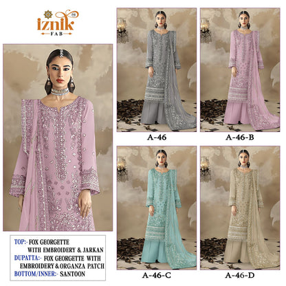 A 46 Abcd Iznik Fox Georgette Pakistani Salwar Suits Exporter India