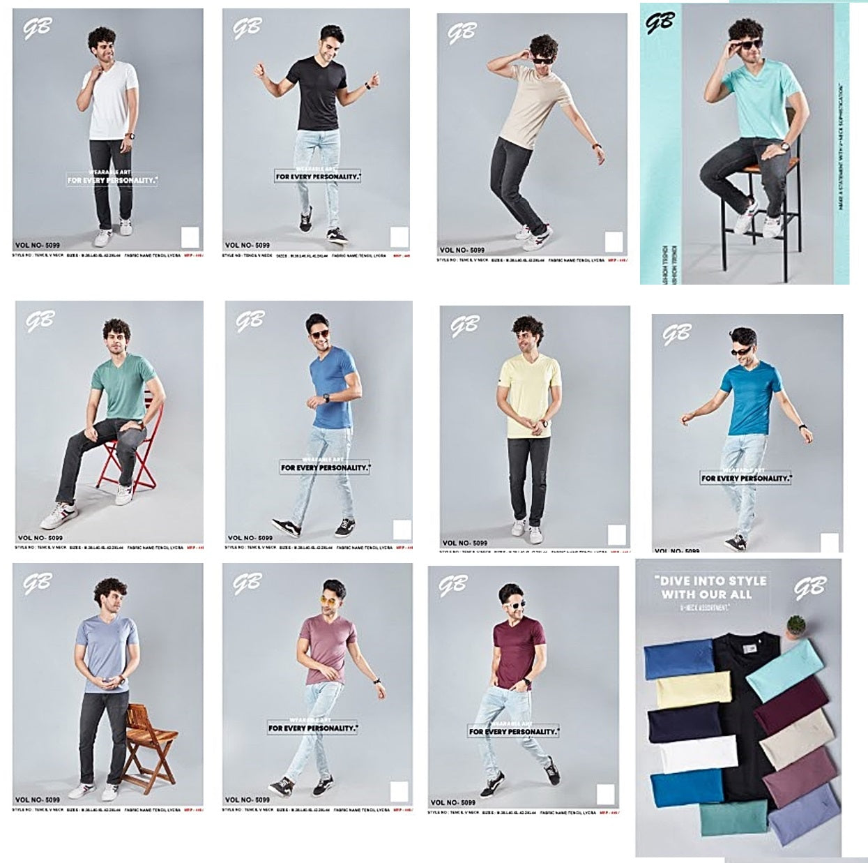 5099 Gb Tencil Lycra Mens Tshirts Exporter India