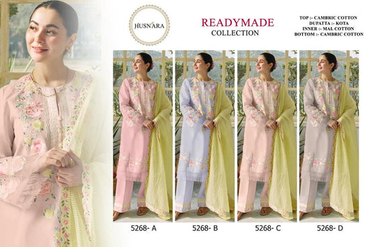 5268 Husnara Cotton Pakistani Readymade Suits Wholesale