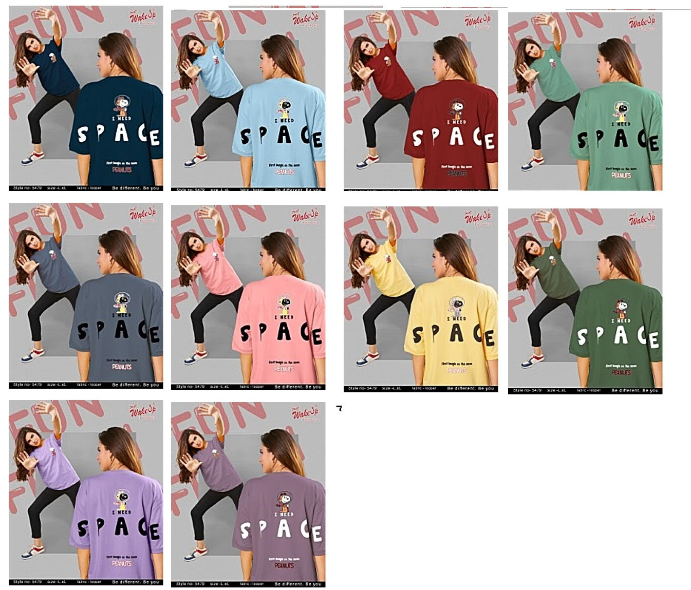 5479 Wakeup Cotton Looper Women Oversized Tshirt Wholesaler