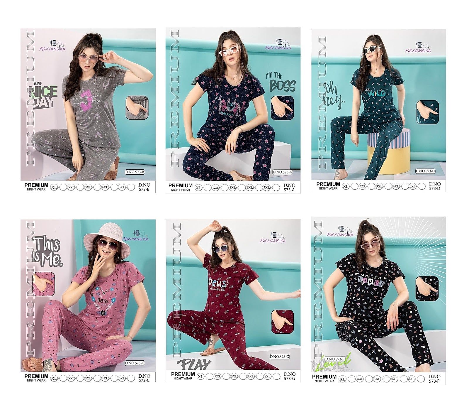 573 Kavyansika Hosiery Cotton Pyjama Night Suits Supplier India