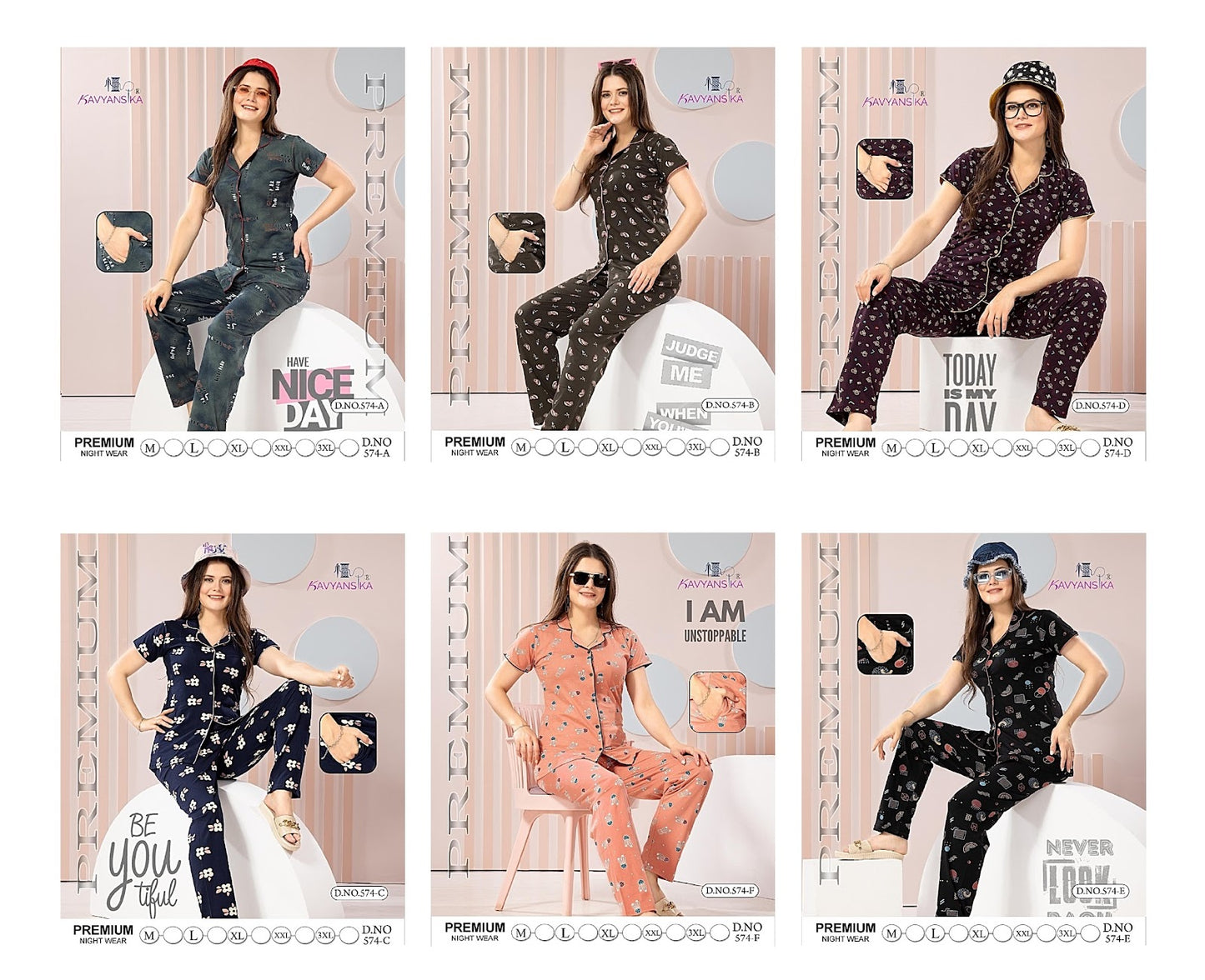 574 Kavyansika Hosiery Cotton Collar Night Suits Wholesale Price