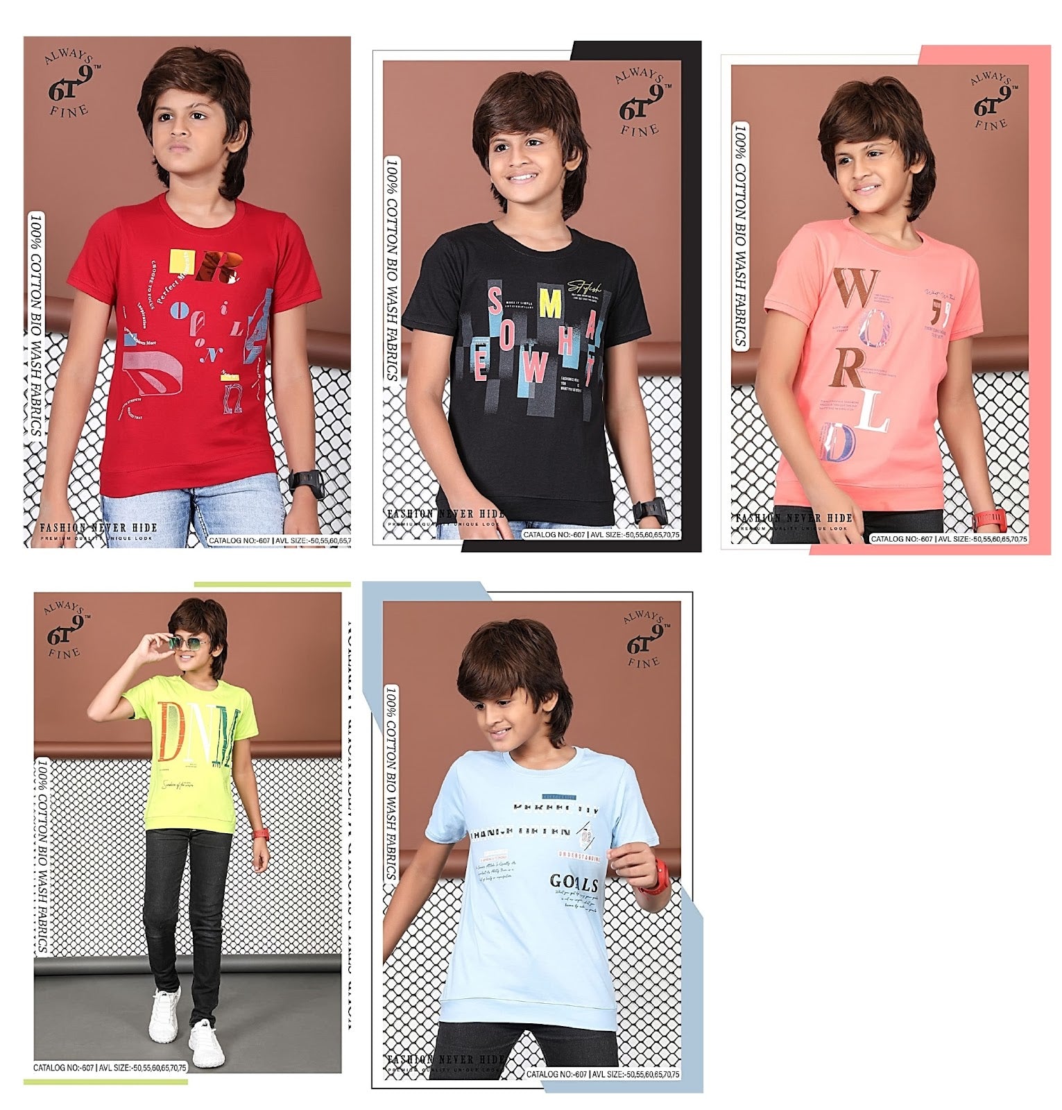 607 6T9 Cotton Biowashed Boys Tshirt Manufacturer Ahmedabad