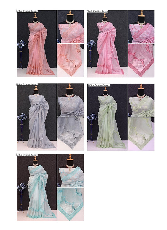 624 Jr Creation Twill Sarees Exporter
