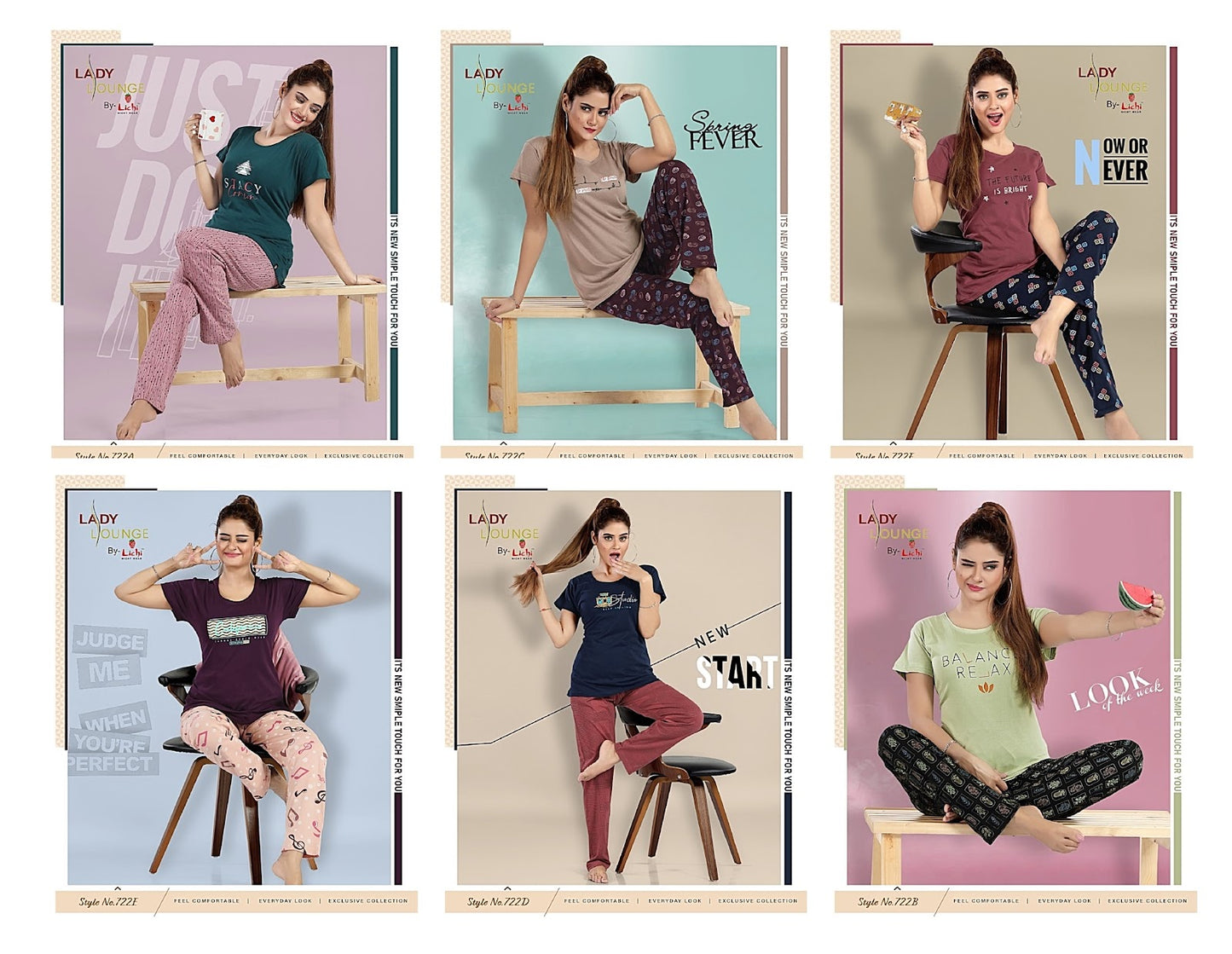 722 Lichi Cotton Pyjama Night Suits Wholesale