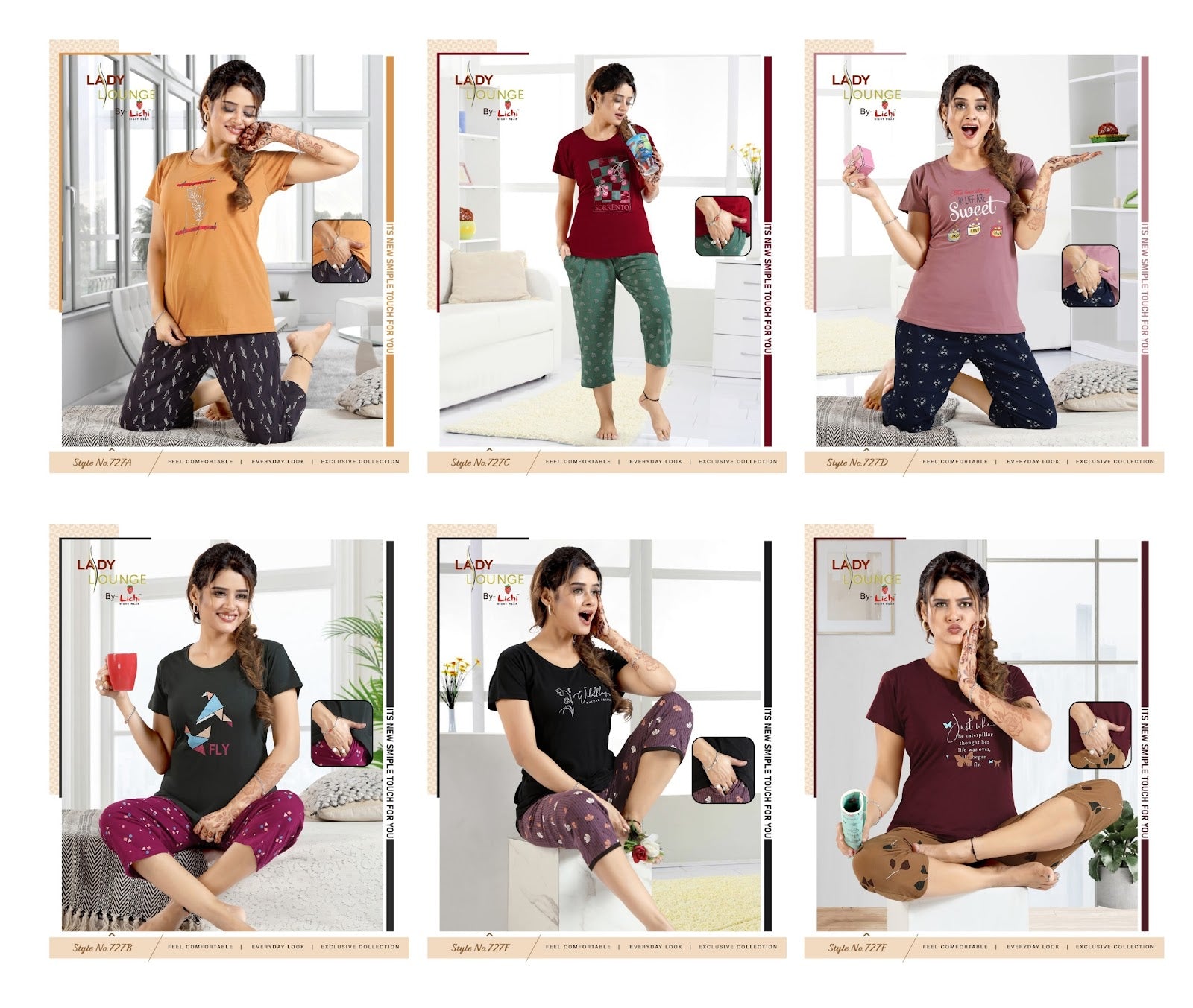 727 Lichi Hosiery Capri Night Suits Manufacturer