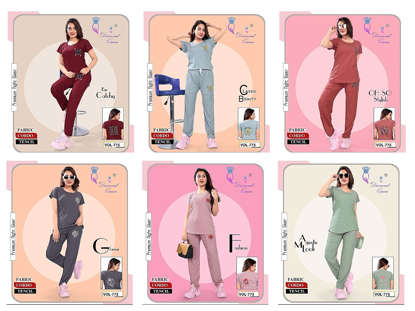 775 Diamond Queen Imported Pyjama Night Suits