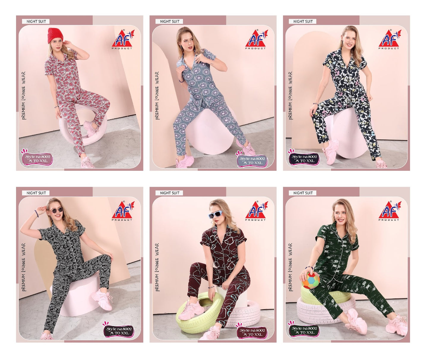 8002 Ajanta Fashion Cotton Collar Night Suits Wholesaler India