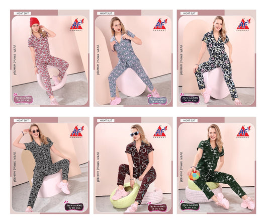 8002 Ajanta Fashion Cotton Collar Night Suits Wholesaler India